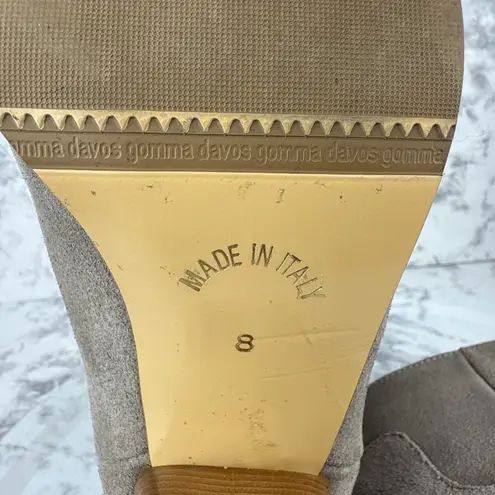 Garnet Hill Womens Gianna Back Zip Heeled Ankle Boots Size 8 Taupe Suede Italy