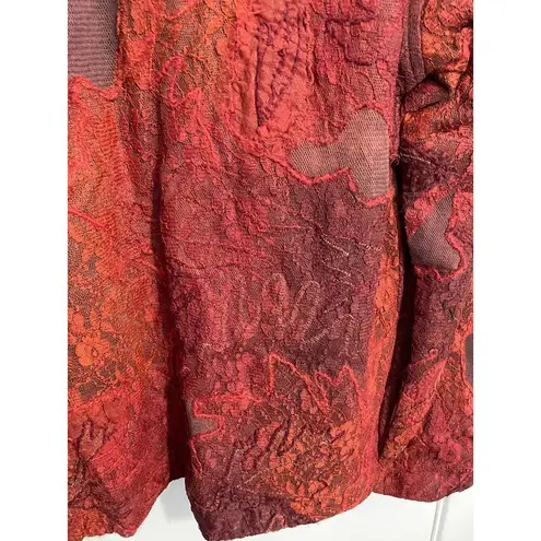 Coldwater Creek Jacket Medium Rust Floral Leaf Lace Fairy Grunge Whimsygoth NWT