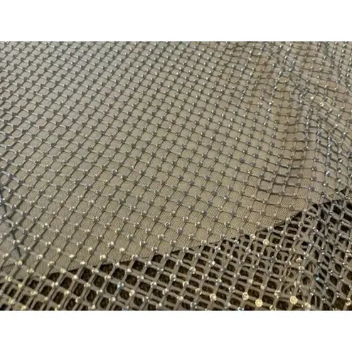 We Wore What NWT REVOLVE Silver Rhinestone Studded Mesh Net Mini Skirt 12 Silver