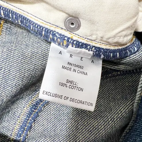 Area Crystal Jewel Diamond Sparkle Embellished Straight Slit Baggy Cotton Jeans