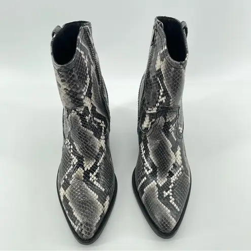 ALLSAINTS  Rolene Snakeprint Embossed Western Leather Block Heel Boots Size 7