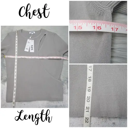 525 America Long Sleeve Layered Cut Out Ribbed Knit Top Women’s Large