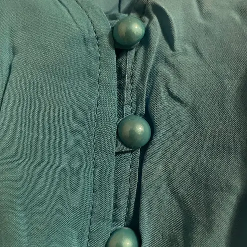 NWT Dolce Cabo Buttoned Peplum Crochet Embroidered Blouse S Boho Resortwear Blue