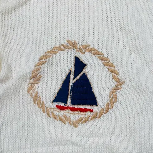 Vintage bay point thread nautical long sleeve sweater shirt embroidered sailboat Blue Size L