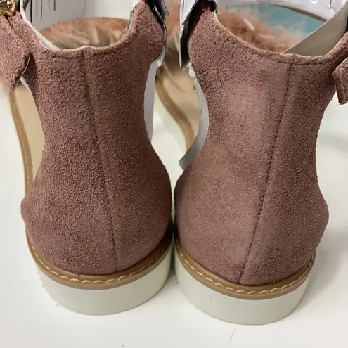 Seychelles  Ruffle A Few pink suede feather sandals