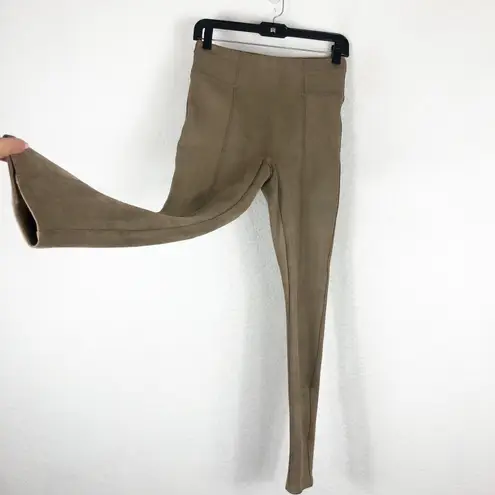 Spanx  Faux Suede Leggings Size Small Tan High Rise Stretch Neutral Quiet Luxury