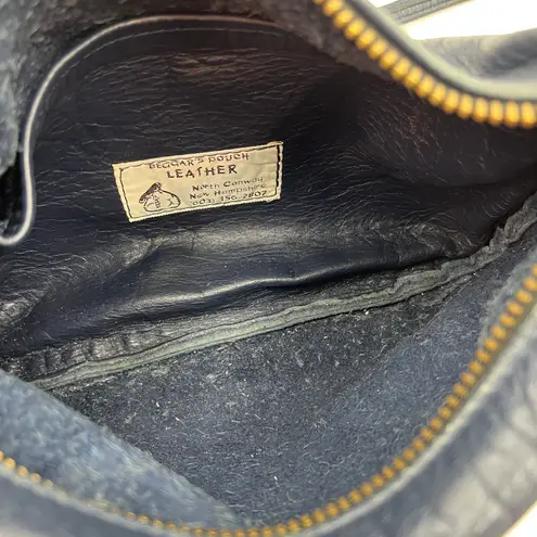 Begger's Pouch Small Leather Purse Navy Blue Shoulder Bag