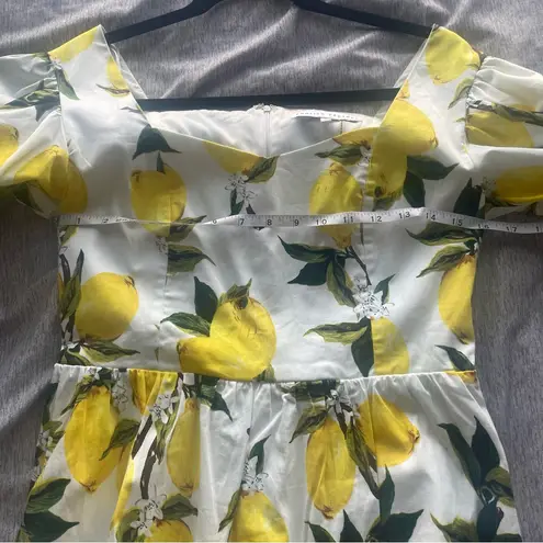 English Factory Lemon Puff Sleeves Mini Dress Size Medium Cotton