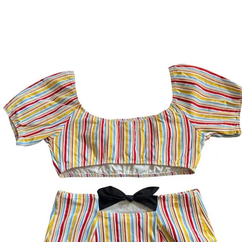 Lemlem Mokati Pouf Bikini Swimsuit High Waisted Bottoms Lemon Zest Stripe Small - Image 13