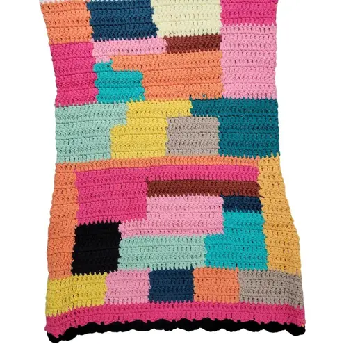 Tach Clothing Crochet Patchwork Mini Dress Handknitted Meryl Multi L Pink Size L