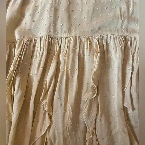 NWOT Halter Ruffle Spaghetti Strap Tank Top Gold Size L