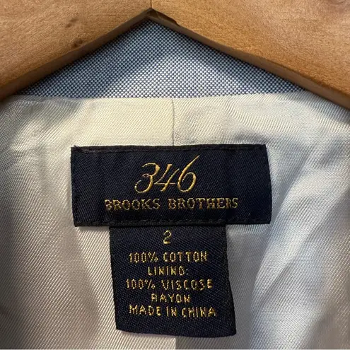 Brooks Brothers 346 Women's Double Breasted Blazer Light Blue White Business 2