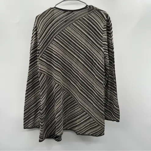 Escada Cream & Black Striped Open Knit 3/4 Sleeve Sweater Cardigan Size 44