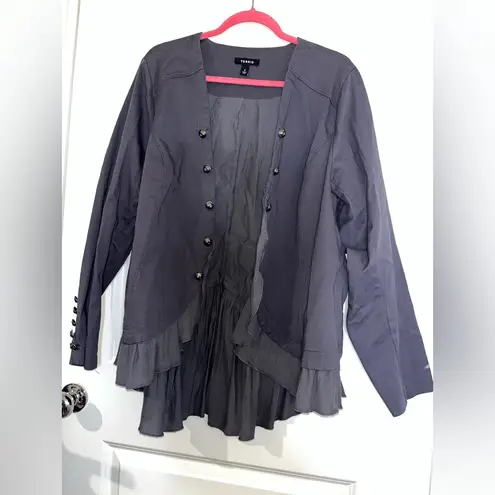 Torrid Cotton GrungeSailor Button Twill Peplum Hem Georgette Fabric Layer Jacket