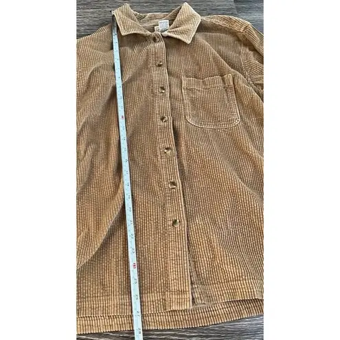 VTG LL Bean Thick Wide Wale Corduroy Chore Shirt Jacket Sz Reg M Khaki Retro 90s Tan Size M