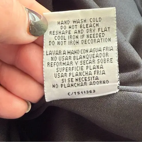 Julian Taylor Black Swing Evening Dress Pleated Neck Jeweled Trim Size 12 Event