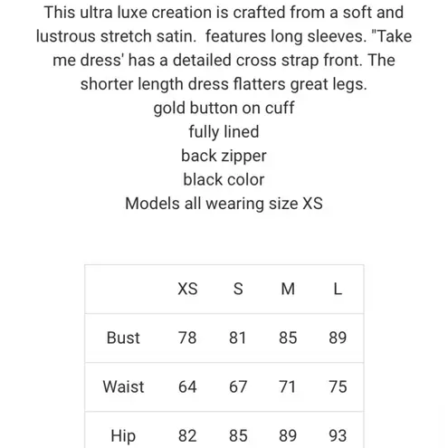 Abyss By Abby NWT little black satin dress