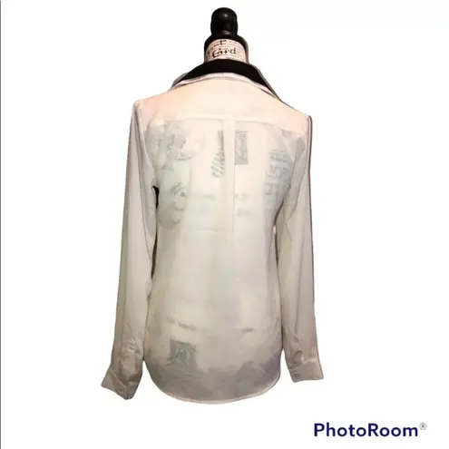 The Limited  Blouse Top Sheer Off White black XS workwear Business Office