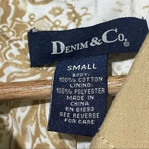 Denim & Co . · Small · Utility Jacket · Khaki with Floral-Print Interior