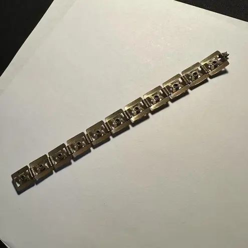 Women’s Bronze Gold Tone Red & Pink Rhinestone Tennis Bracelet 7 Inch