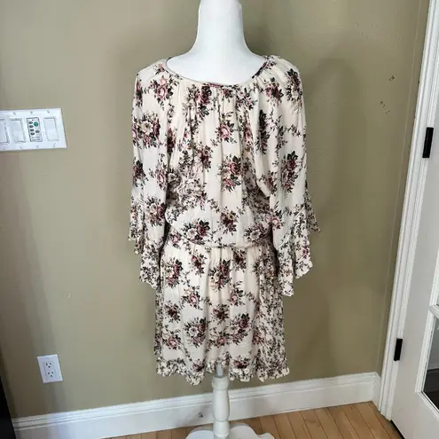 Lovestitch Mixed Print Ruffle Sleeve Floral Dress - Medium