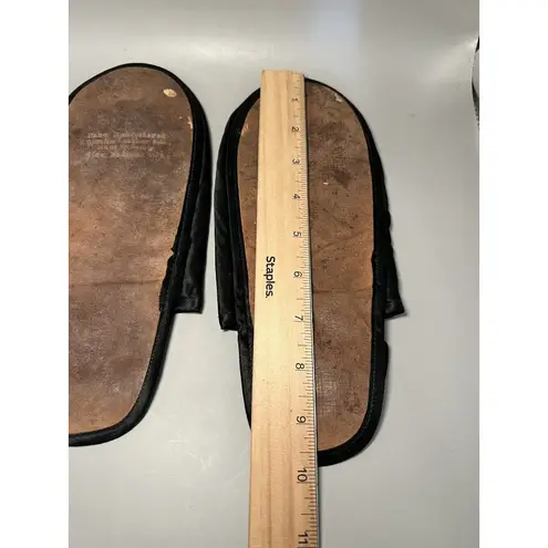 Handmade Vintage Hand Embroidered Slippers Womens Medium Satin Floral Quilted 70s Mules