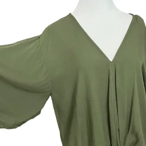 Lovestitch Olive Green Short Sleeve Tie Front Boxy Fit Top S