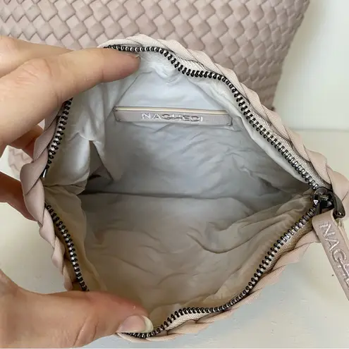 NAGHEDI St. Barths Small Woven Neoprene Tote Crossbody Pouch Shell Pink