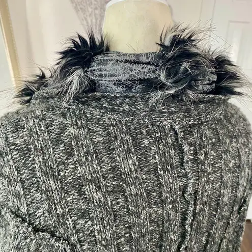 LaSeine Gray Black Witchy Goth Frilly Ruffle Feather Zip Up Flare Cardigan M Size M