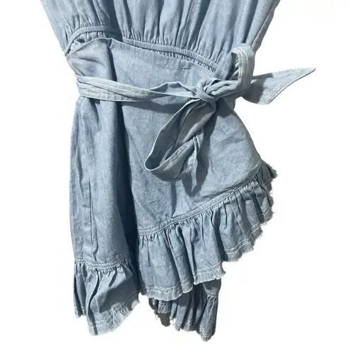 The Impeccable Pig Chambray Wrap Mini Dress Medium