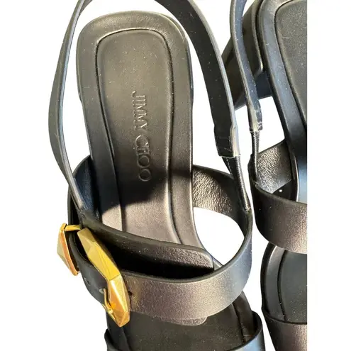 Jimmy Choo NIB Hawke 70mm Buckled Sandals in Black Size 39