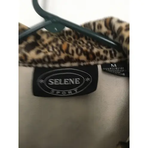 Vtg Selene Sport Women's Juniors Leopard Print Soft Fleece Zip Jacket Size M Size M