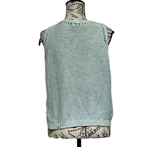 CRAZY HORSE Collection woman’s Blue Crochet Lightweight sweater Vest Cottegecore