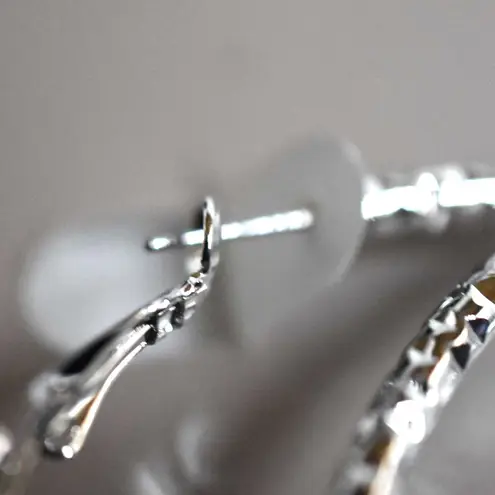 Mixit NIP  Boho Statement Textured Silver Tone 2" Lever Back Post Retro Earrings thumbnail 4