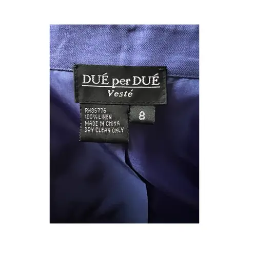 Vintage Due per Due Veste 100% Linen Dress with Jacket. Size 8 Blue
