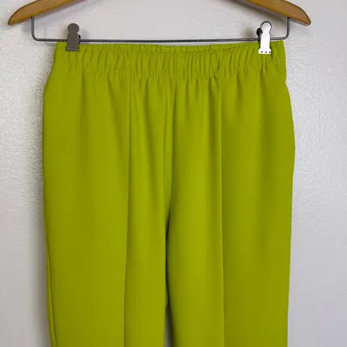 IC By Connie K Pants Womens XS Green Pull On Floral Applique Slit Crop Career