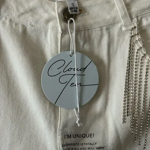 Cloud Ten She’s Stealing Our Hearts White Girls Trip Rhinestone Shorts Sz S