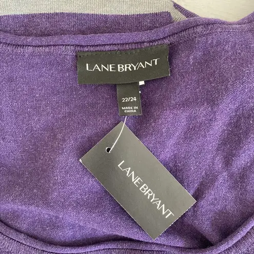 Lane Bryant  Womens Plus Size 22/24 Purple Striped Sweater Tunic Scoop Neck