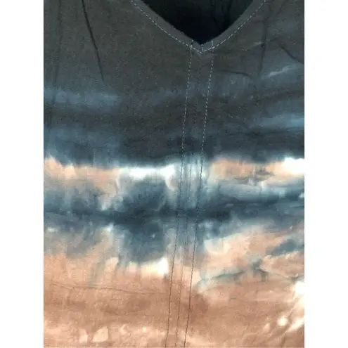 Versona Women's Tie-Dye Pullover V-Neck Long Sleeve Top Black Brown Size Medium