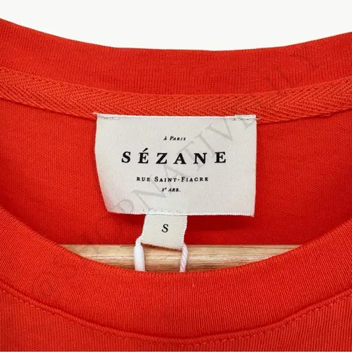 Sézane NWT Conrad Organic Cotton Short Sleeve T-Shirt | Sz Small | Tangerine