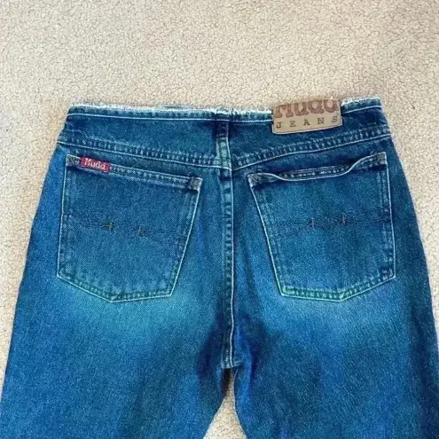 Mudd  Blue Vintage Denim Frayed Waist Flared Jeans Mid Rise Cotton Size 7 Junior