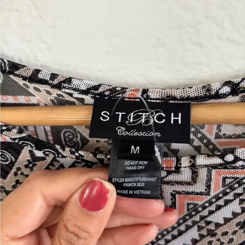 Chic Geometric Print Tunic Top Pink Size M