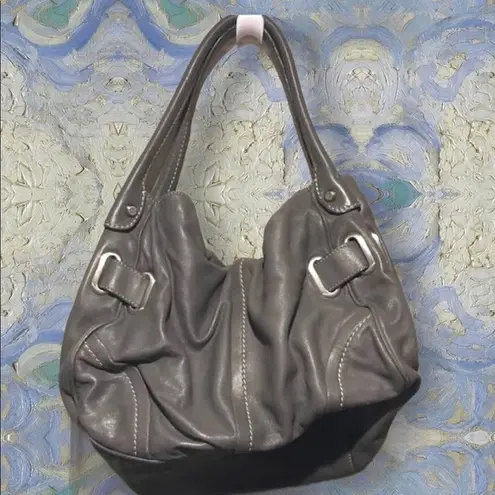 Butter Soft Francesco Biasia  Leather Shoulder Bag 13X10 Gray Handbag