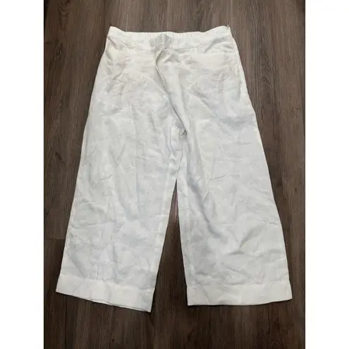 J Jill Pure Love Linen‎ Women's Cropped Pants White L 100% Linen Size L