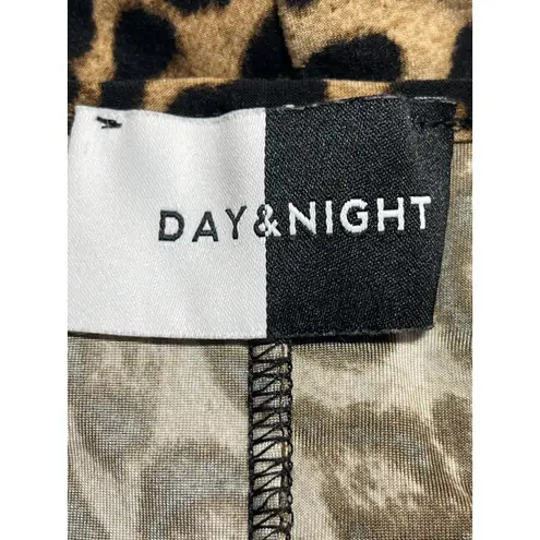 Day & Night Beige Black Leopard Long Sleeve Ring Plunge Bodysuit Top Size S - Image 3