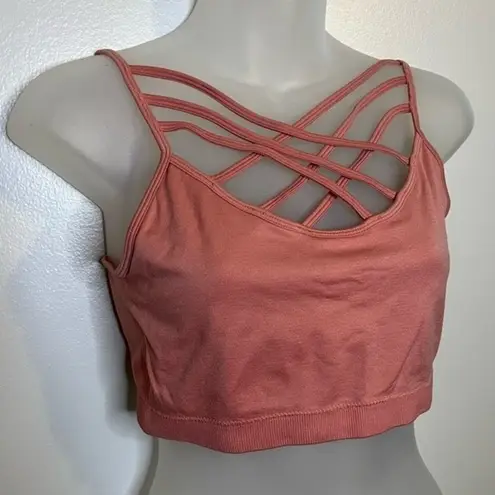 Zenana Outfitters  Pink Criss Cross Strappy Bralette Size L/XL