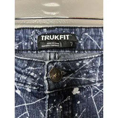 TRUKFIT Jeans Womens 7 Blue Paint Splatter Skinny Denim Stretch Streetwear Art Size undefined
