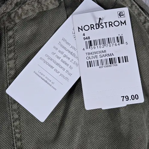 Treasure & Bond Paper-bag Chino Cropped Pants in Olive Sarma 4 NWT