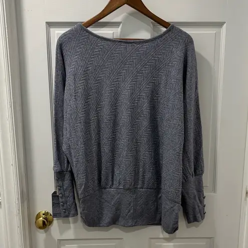 Democracy NWT Dolman Sleeve Sweater Herringbone Pattern Dusty Blue Size 1x