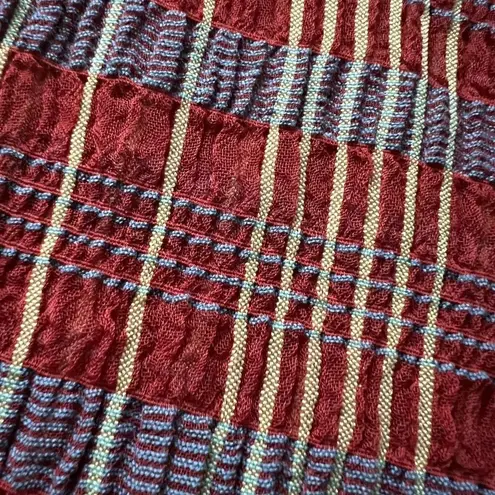 Are You Red Tartan Plaid Long Sleeve See Through Shirt One Size FAULT